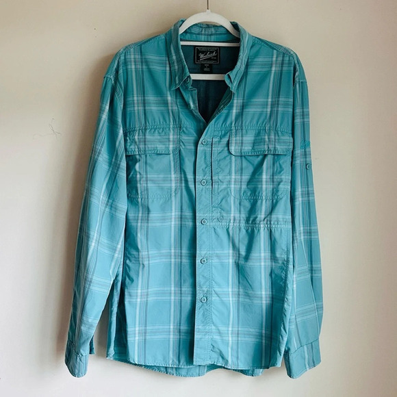 Woolrich Men’s Button-Down Shirt - Azure Plaid - Size L - Picture 1 of 16